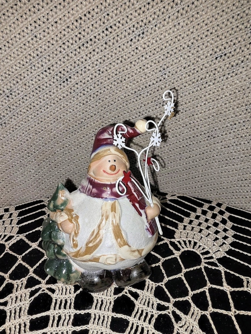 White & Red Santa Snowman Holiday Ornament
